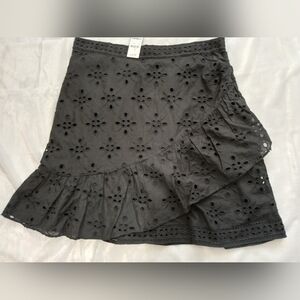Women's Elegant Black Eyelet Skirt